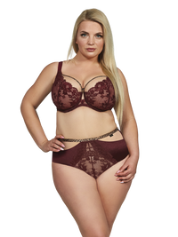 Kris Line Burgundy Selena Soft Lace bra with matching panties