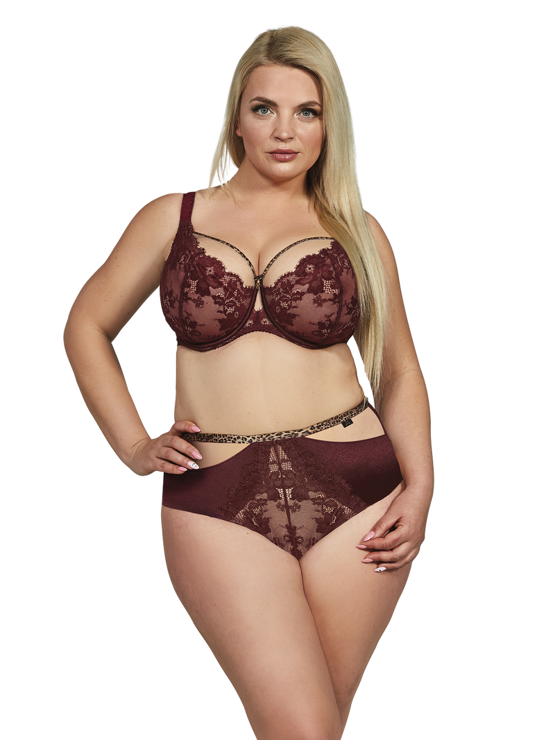 Kris Line Burgundy Selena Soft Lace bra with matching panties