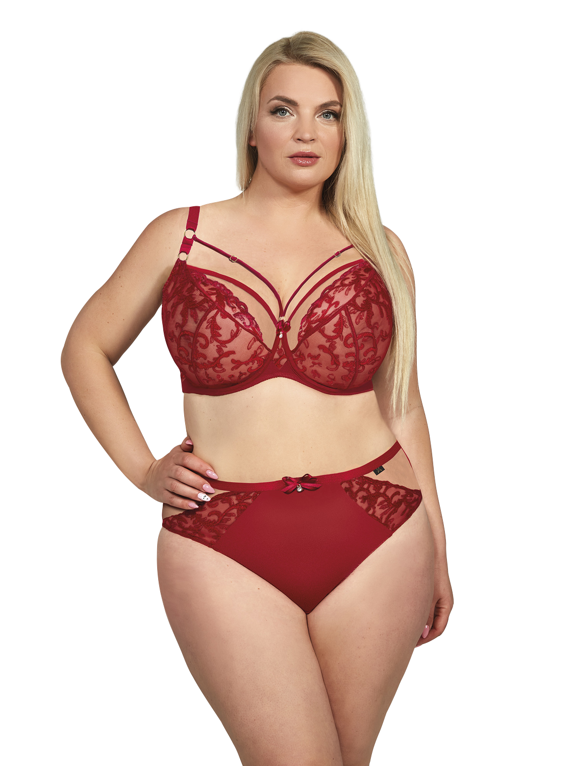 Kris Line Ruby Red Clarisa Soft Cup Bra with matching string shorts