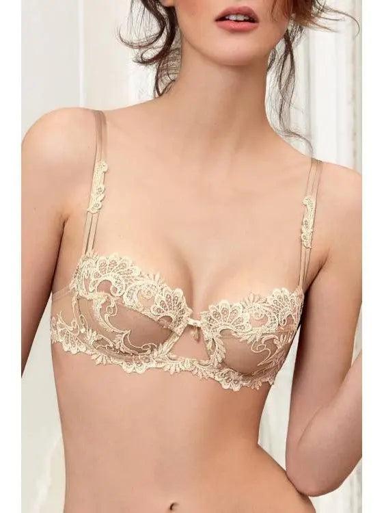 Lise Charmel Dressing Floral Demi Cup Bra in Ambre Nacre color