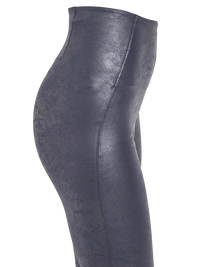 Side close up of Lysse True Navy Matilda foil leggings
