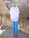 Marble Light Blue and White Short Sleeve Top with Tank