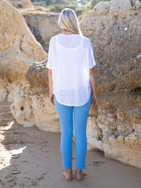 Marble Light Blue and White Short Sleeve Top with Tank