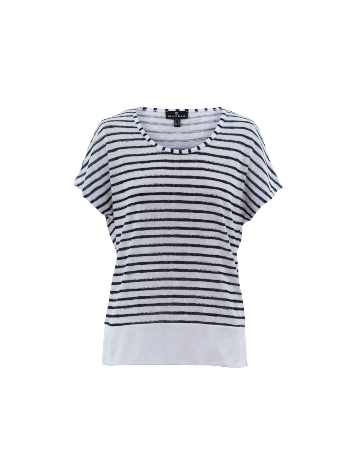 Marble Navy and White Striped Short Sleeve Top