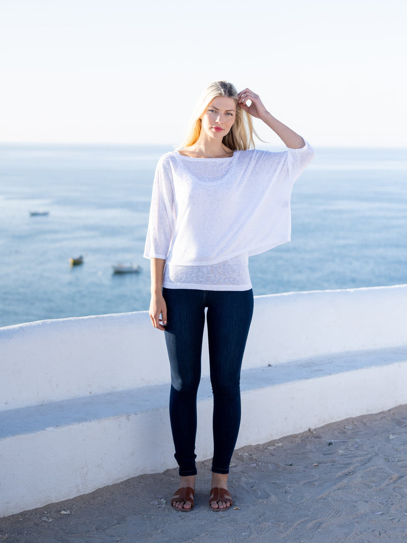 Marble White Top with Rhinestones and Tank