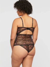 Montelle Intimates Black Enchanted Lace Bodysuit