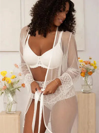 Montelle Intimates-Chantilly Montelle Lacy Cover-up Robe