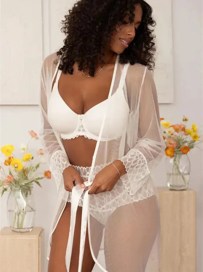Montelle Intimates-Chantilly Montelle Lacy Cover-up Robe