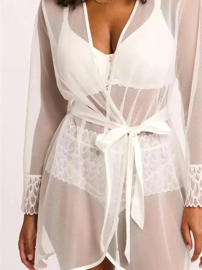 Montelle Intimates-Chantilly Montelle Lacy Cover-up Robe