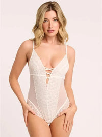Montelle Intimates-Chantilly Montelle Lacy Teddy Bodysuit