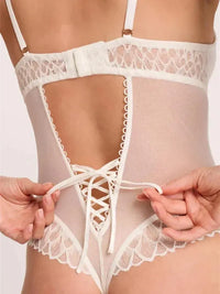 Montelle Intimates-Chantilly Montelle Lacy Teddy Bodysuit