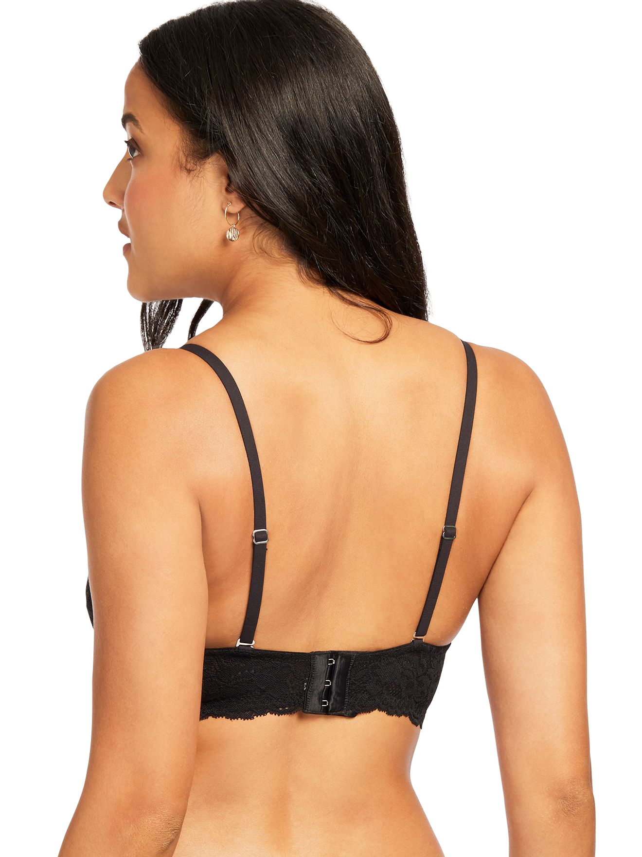 Back of black montelle cup sized bralette