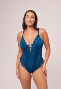 Montelle Intimates Lacy Teddy Bodysuit 9346 in Peacock – official product view 3