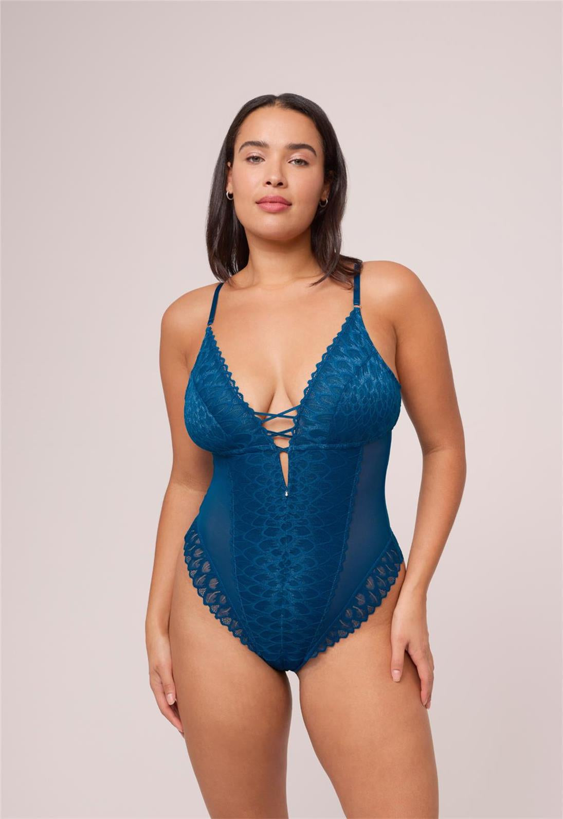Montelle Intimates Lacy Teddy Bodysuit 9346 in Peacock – official product view 3