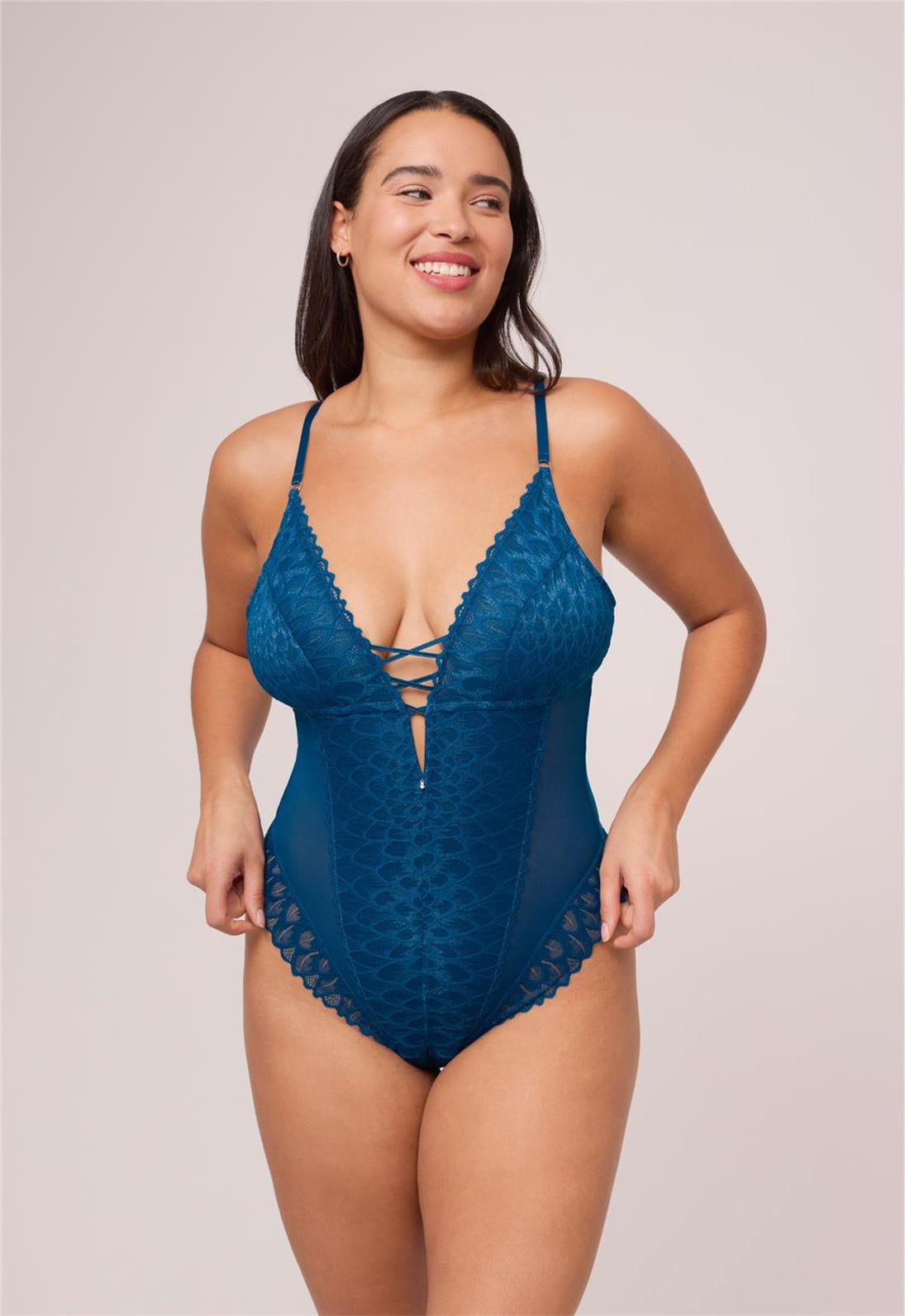 Montelle Intimates Lacy Teddy Bodysuit 9346 in Peacock – official product view 4
