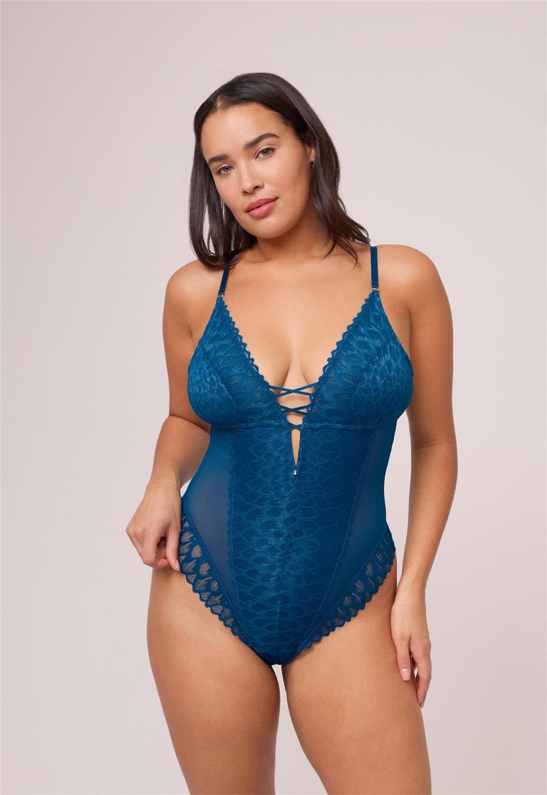 Montelle Intimates Lacy Teddy Bodysuit 9346 in Peacock – official product view 1