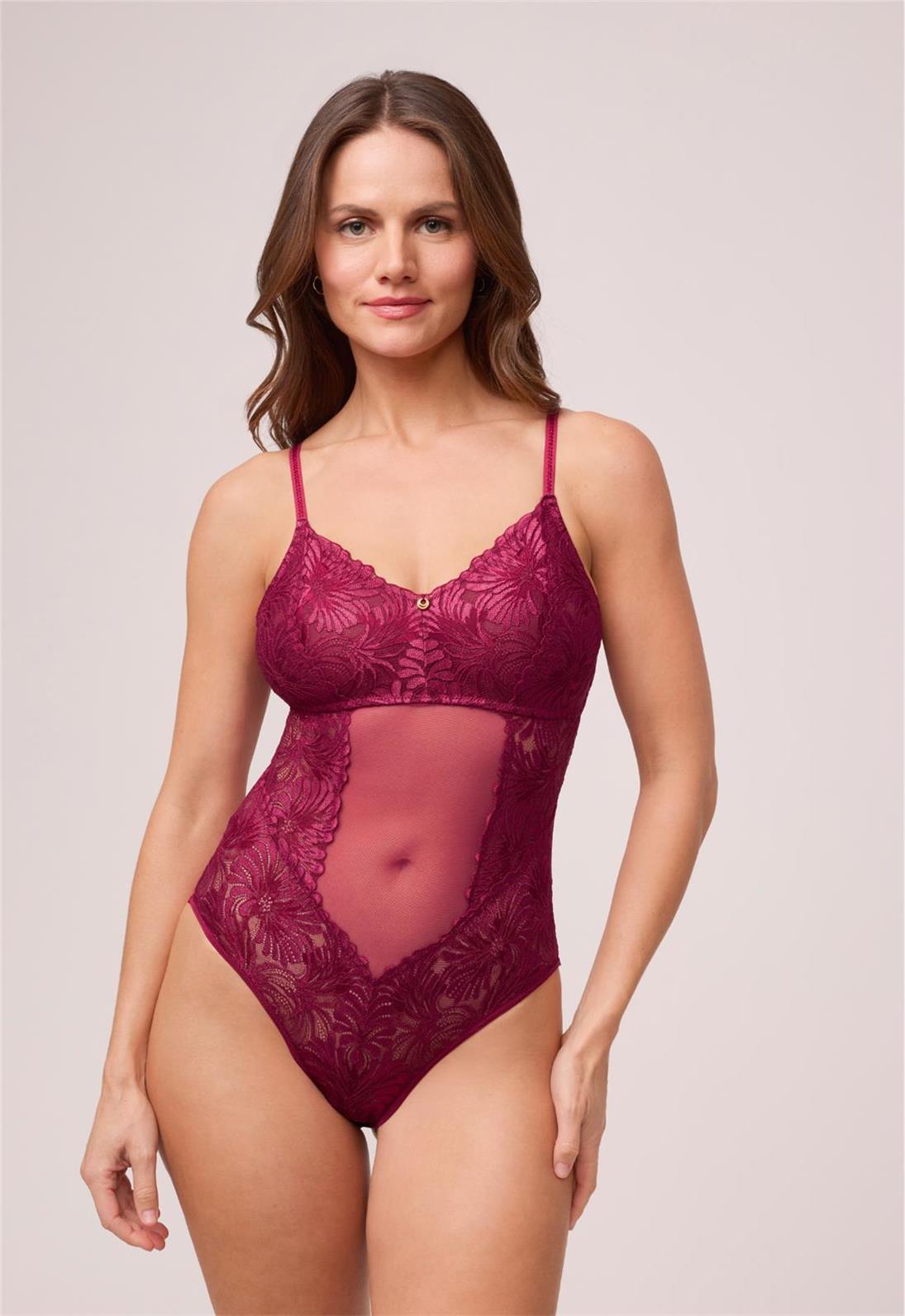 Montelle Intimates Vixen Bodysuit 9786 in Dark Cherry – official product view 2