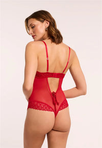 Montelle Intimates-Red Lacy Teddy Bodysuit