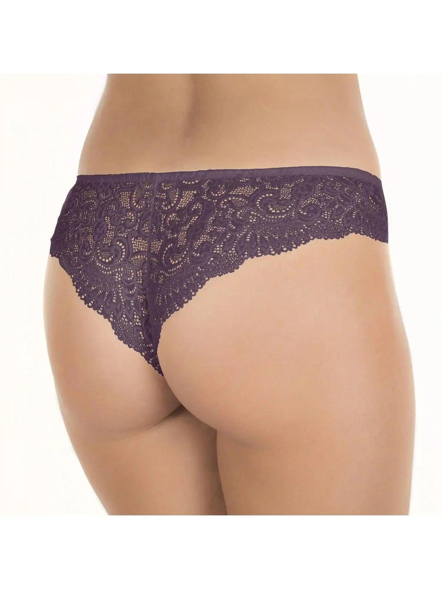 Back of nikol djumon victoria tanga in black currant color