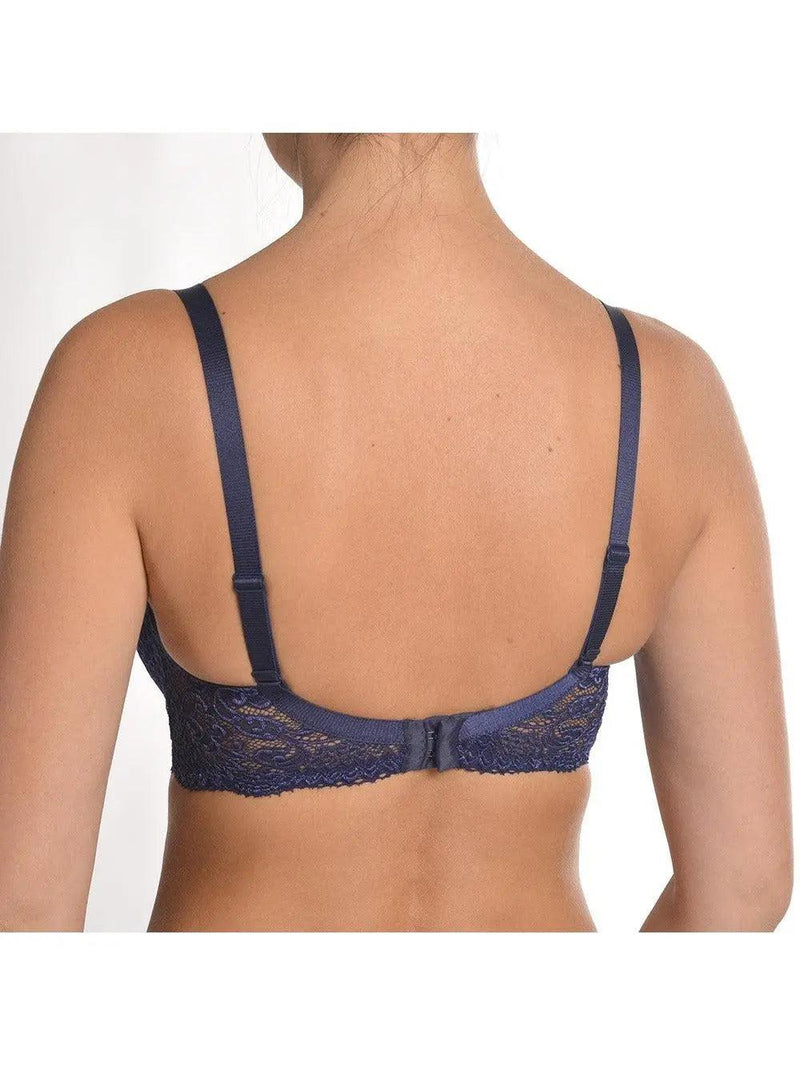 Nikol Djumon Style 13210 Victoria Lace Push Up bra in Dark Blue color - back