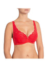 Red Catharina Balkonette Bra with Lace Overlay