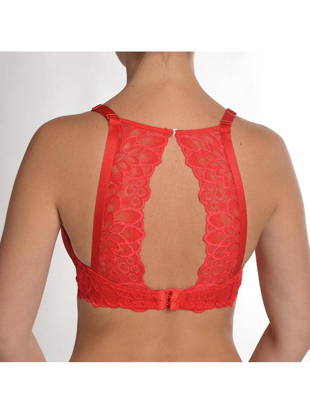 Back of Red Catharina Push Up Bra