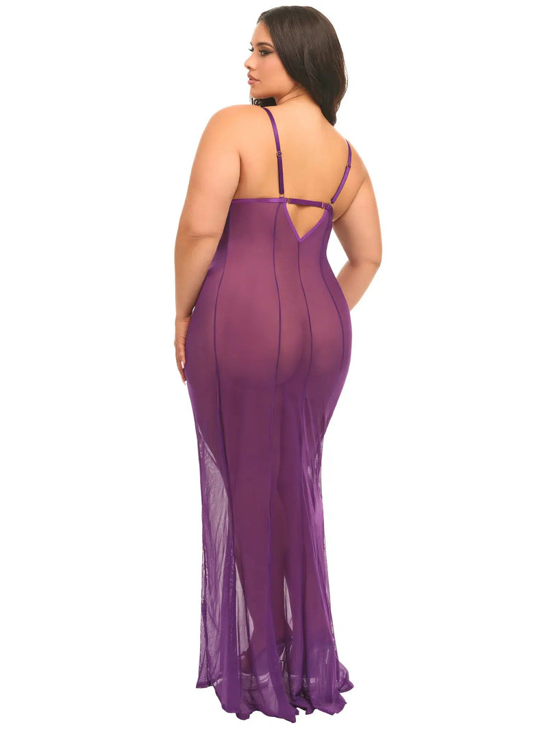 Oh La La Cheri-Imperial Purple Katana Sheer Gown