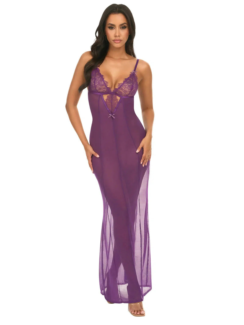 Oh La La Cheri-Imperial Purple Katana Sheer Gown