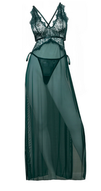 Oh La La Cheri Rain Forest Cami Sheer Lace Lingerie Gown