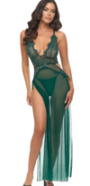 Oh La La Cheri Rain Forest Cami Sheer Lace Lingerie Gown