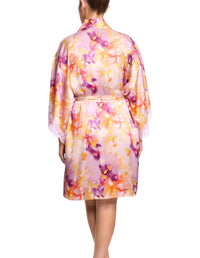 Sainted Sister-Painted Petals 100% Silk Scarlett Print Kimono Robe