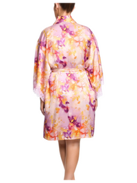 Painted Petals 100% Silk Scarlett Print Kimono Robe