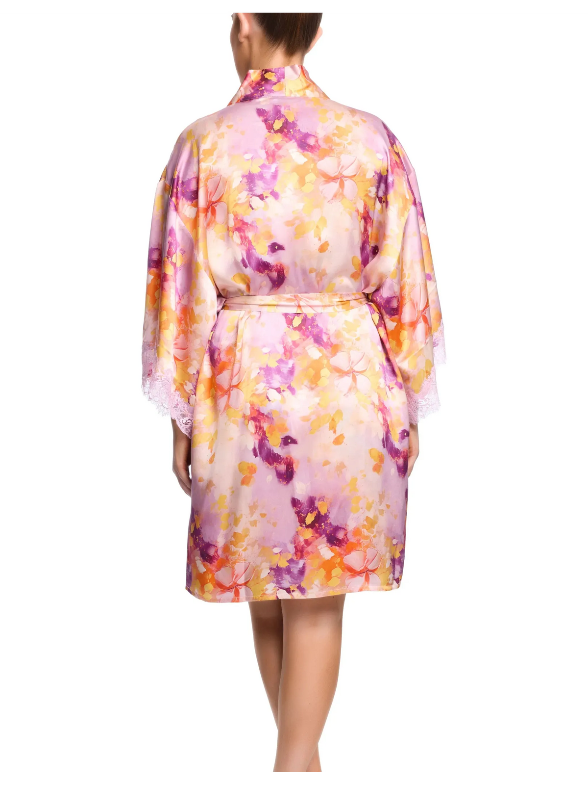 Painted Petals 100% Silk Scarlett Print Kimono Robe