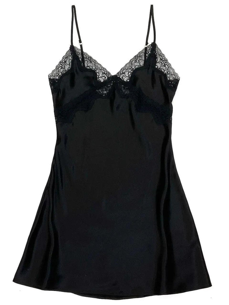 Samantha Chang Black Classic Silk Chemise