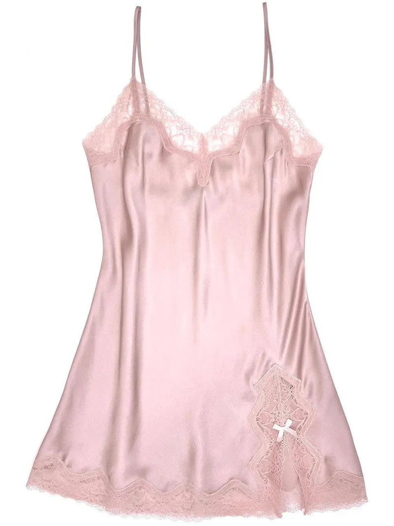 pink satin babydoll dress Jacquard Babydoll Dress in Baby Pink