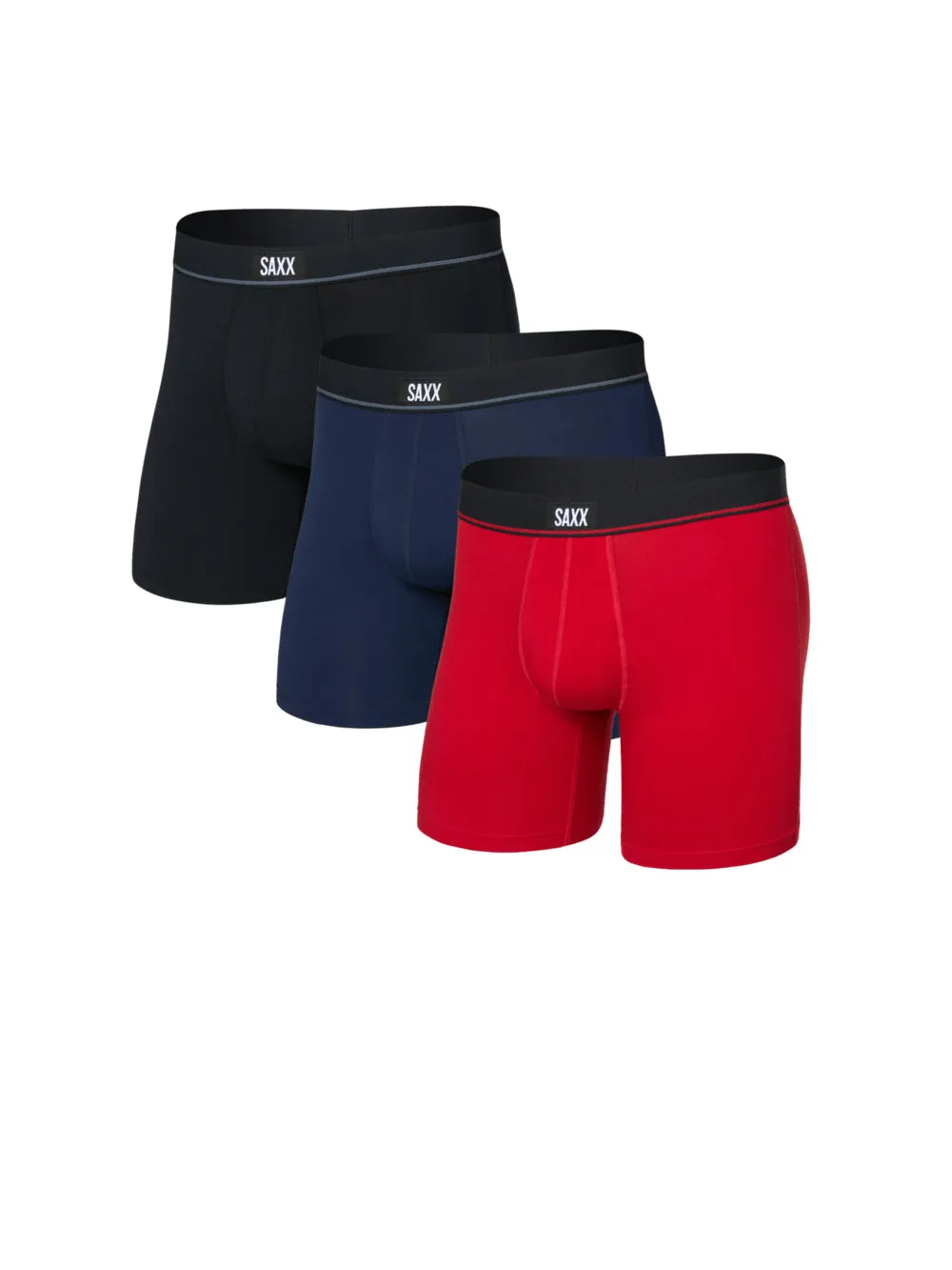 SAXX-Red Maritime Black Cotton Boxer Brief