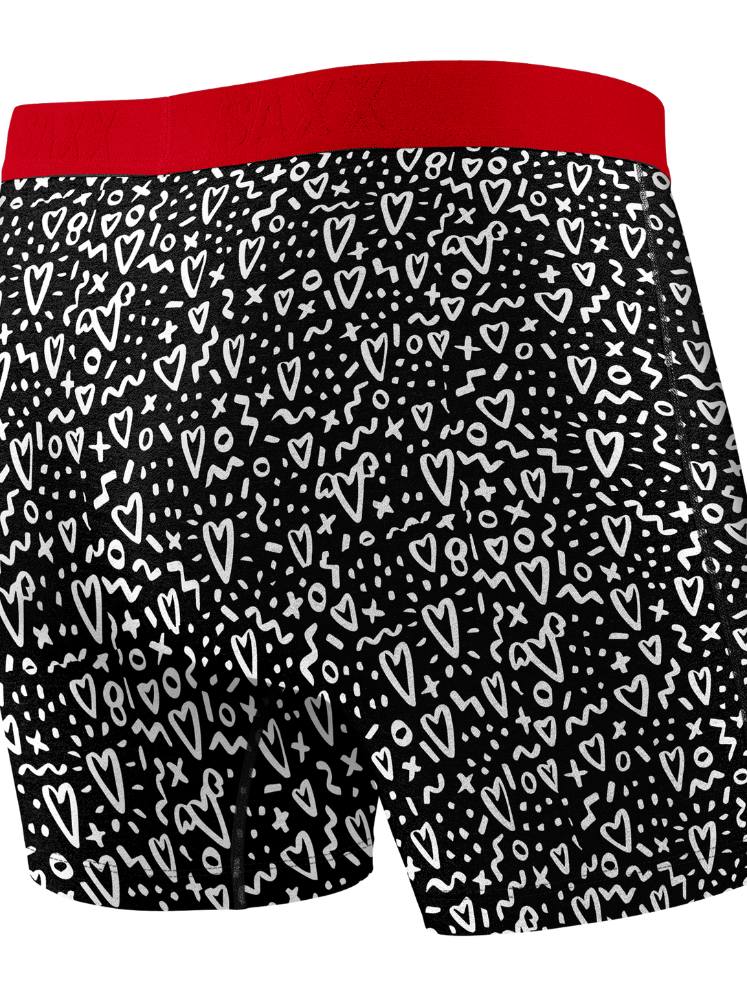 Back of SAXX Black Love Doodles Vibe Boxers