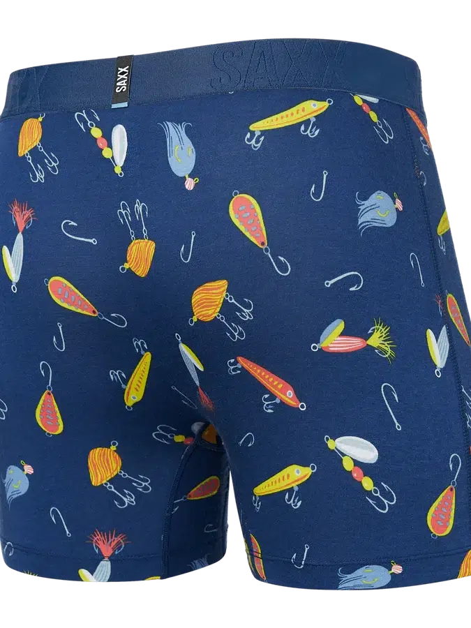SAXX DropTemp Cooling Cotton Boxer Brief in Lures Blueberry — back view