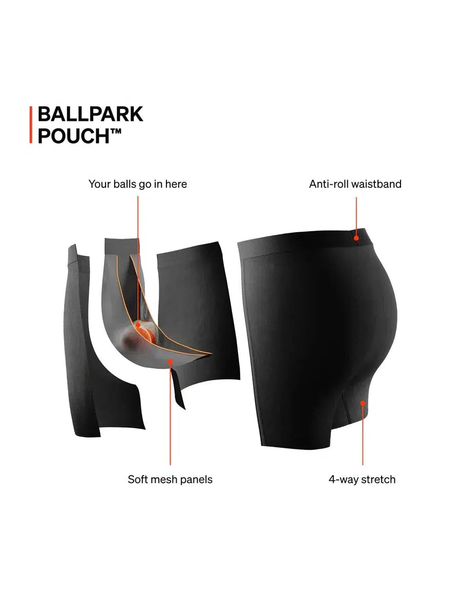 SAXX DropTemp Cooling Cotton Boxer Brief in Lures Blueberry — BallPark Pouch support diagram