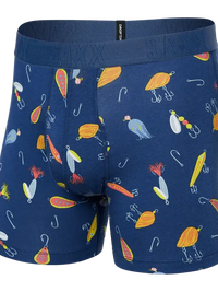 SAXX DropTemp Cooling Cotton Boxer Brief in Lures Blueberry — front view