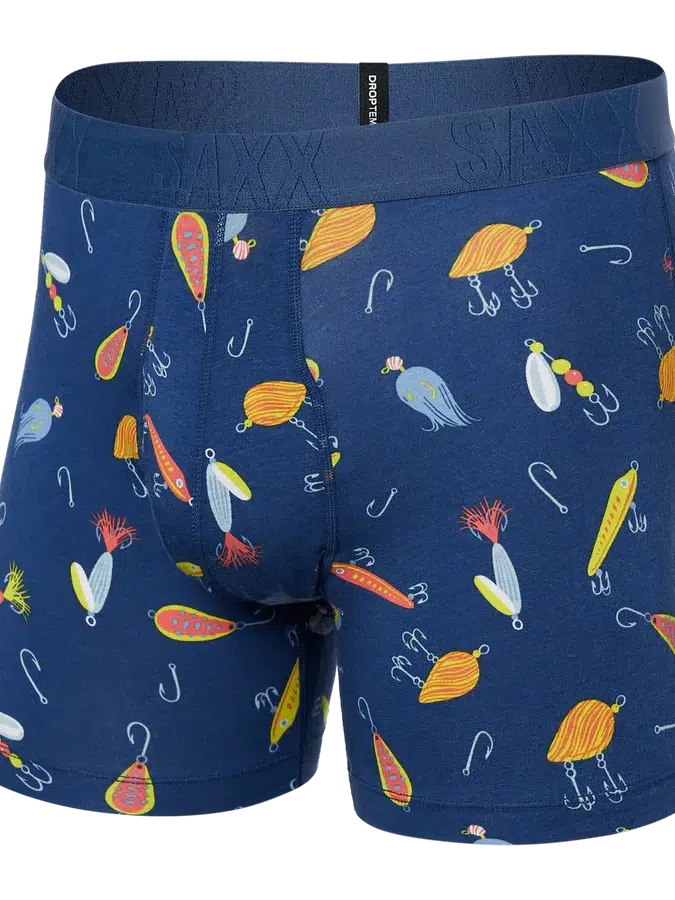 SAXX DropTemp Cooling Cotton Boxer Brief in Lures Blueberry — front view