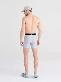 SAXX DropTemp Cooling Hydro Liner Boxer Brief in Liner Grey — back view on model