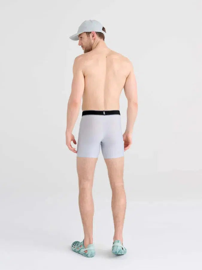SAXX DropTemp Cooling Hydro Liner Boxer Brief in Liner Grey — back view on model