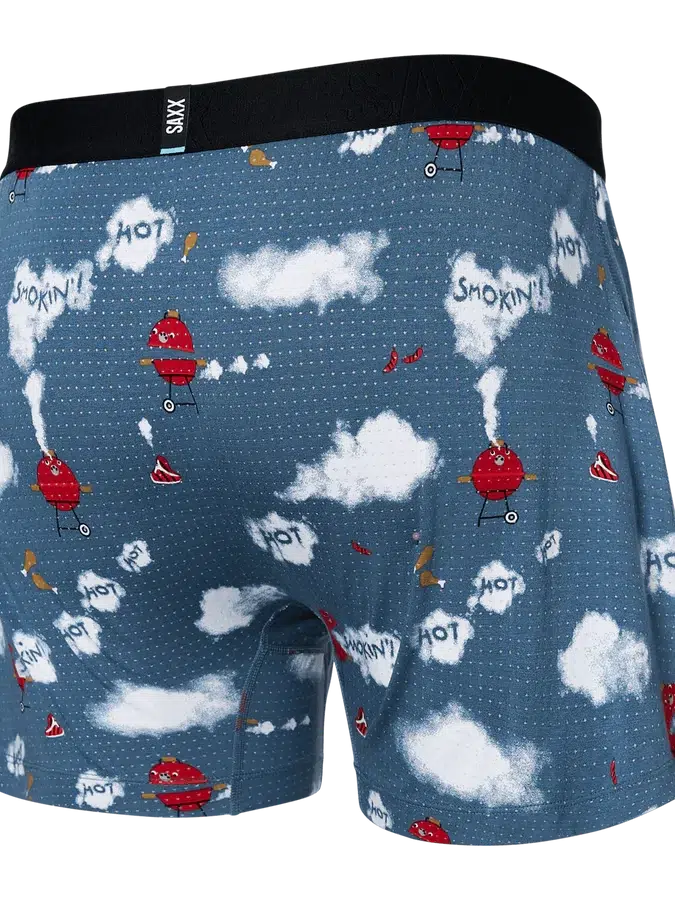 SAXX DropTemp Cooling Sleep Boxer in Smokin' In Bed Stone Blue — back view