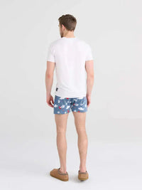 SAXX DropTemp Cooling Sleep Boxer in Smokin' In Bed Stone Blue — back view on model
