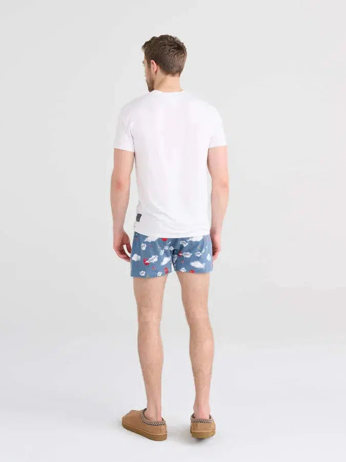 SAXX DropTemp Cooling Sleep Boxer in Smokin' In Bed Stone Blue — back view on model