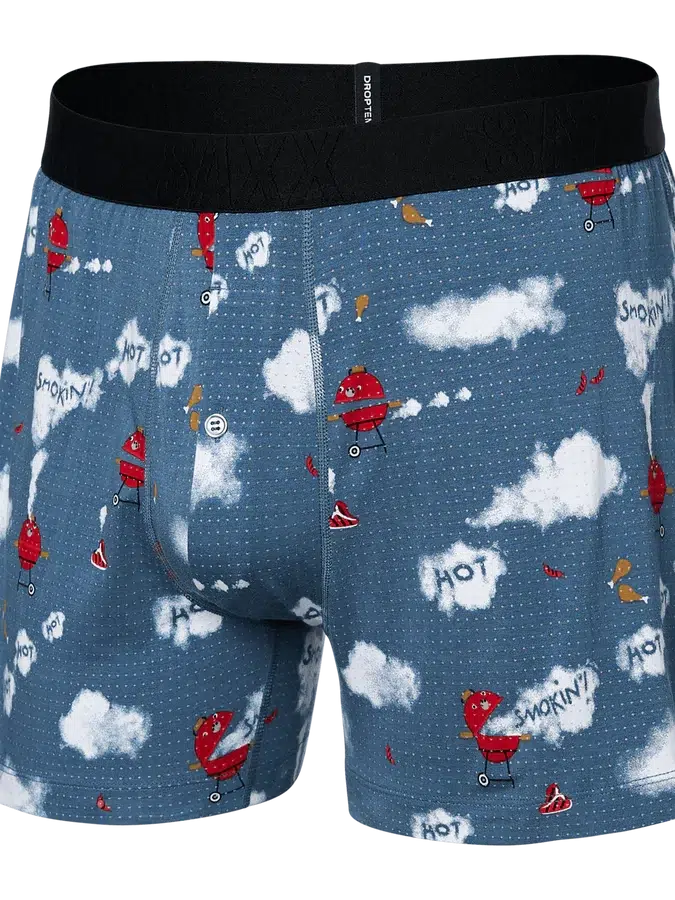 SAXX DropTemp Cooling Sleep Boxer in Smokin' In Bed Stone Blue — front view