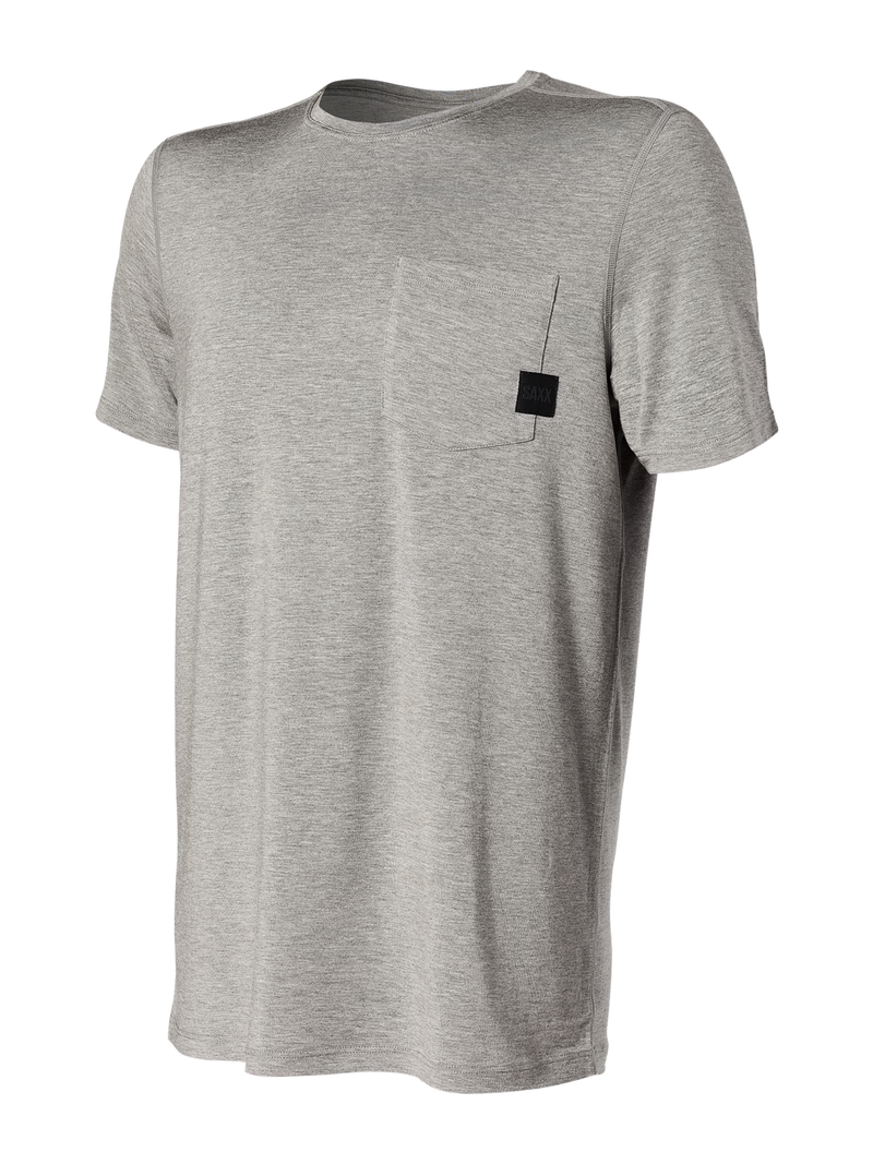 SAXX Sleepwalker Pocket Tee in Dark Grey — front view