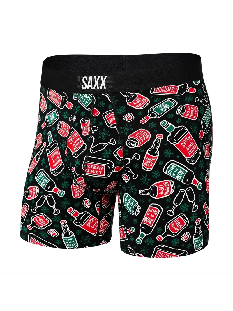 SAXX Ultra Boxer Briefs in Holiday Spirits — front view