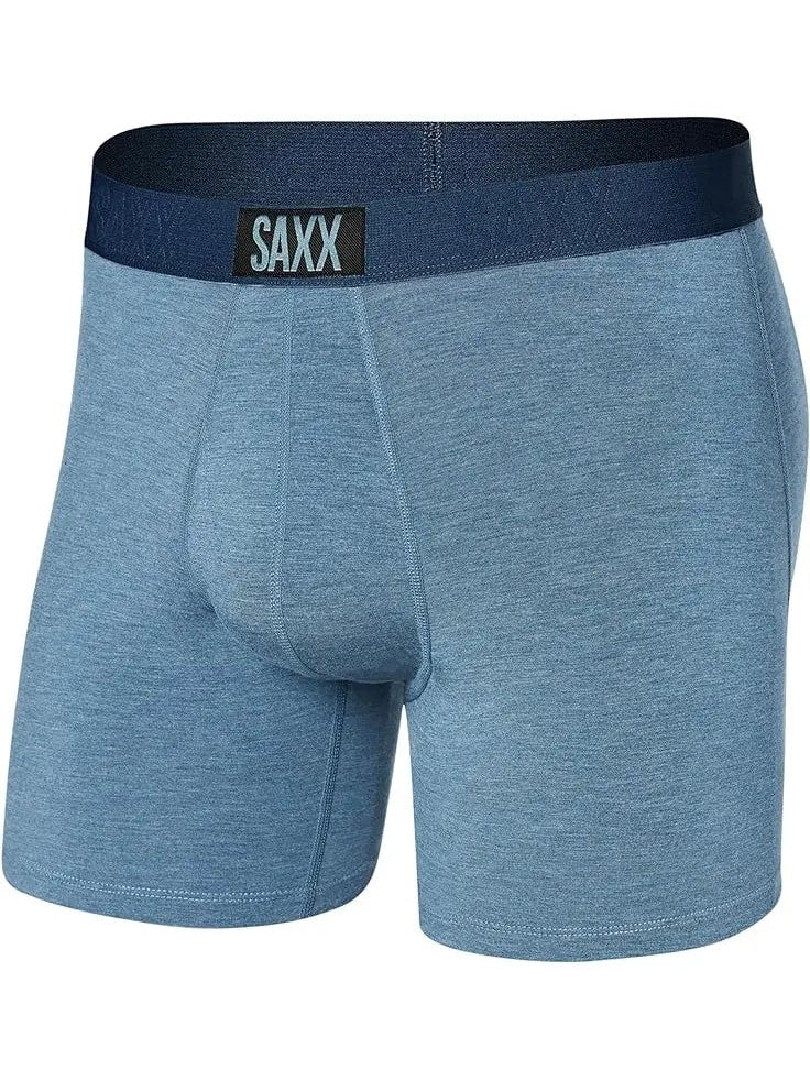 SAXX Ultra Boxer Briefs in Stone Blue Heather — front view
